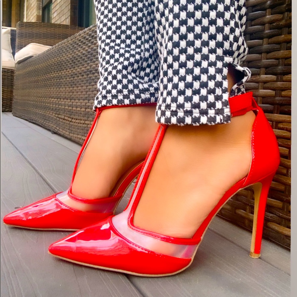 Patent leather high heels